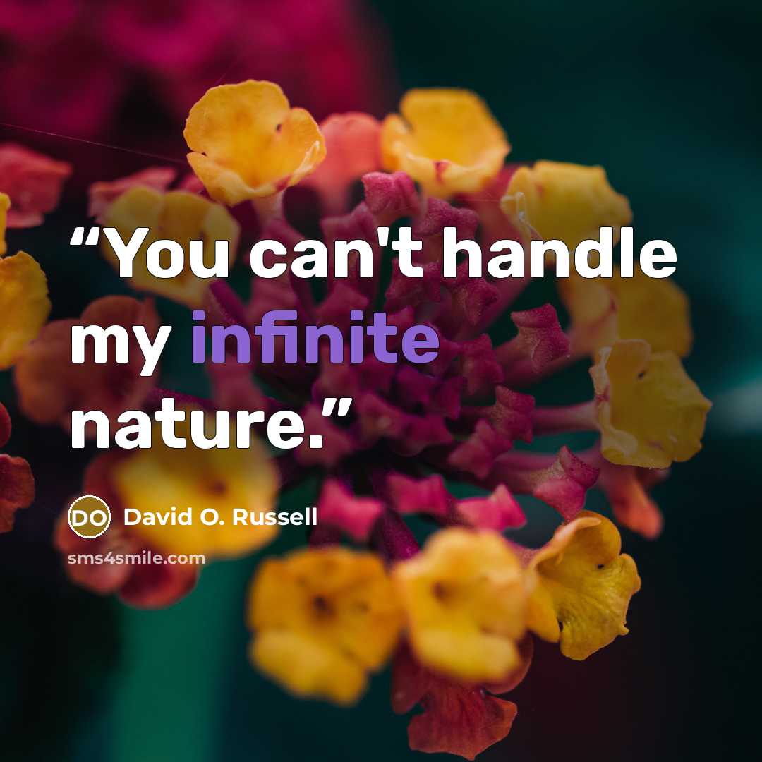 “You can't handle my infinite nature.” quote by David O. Russell