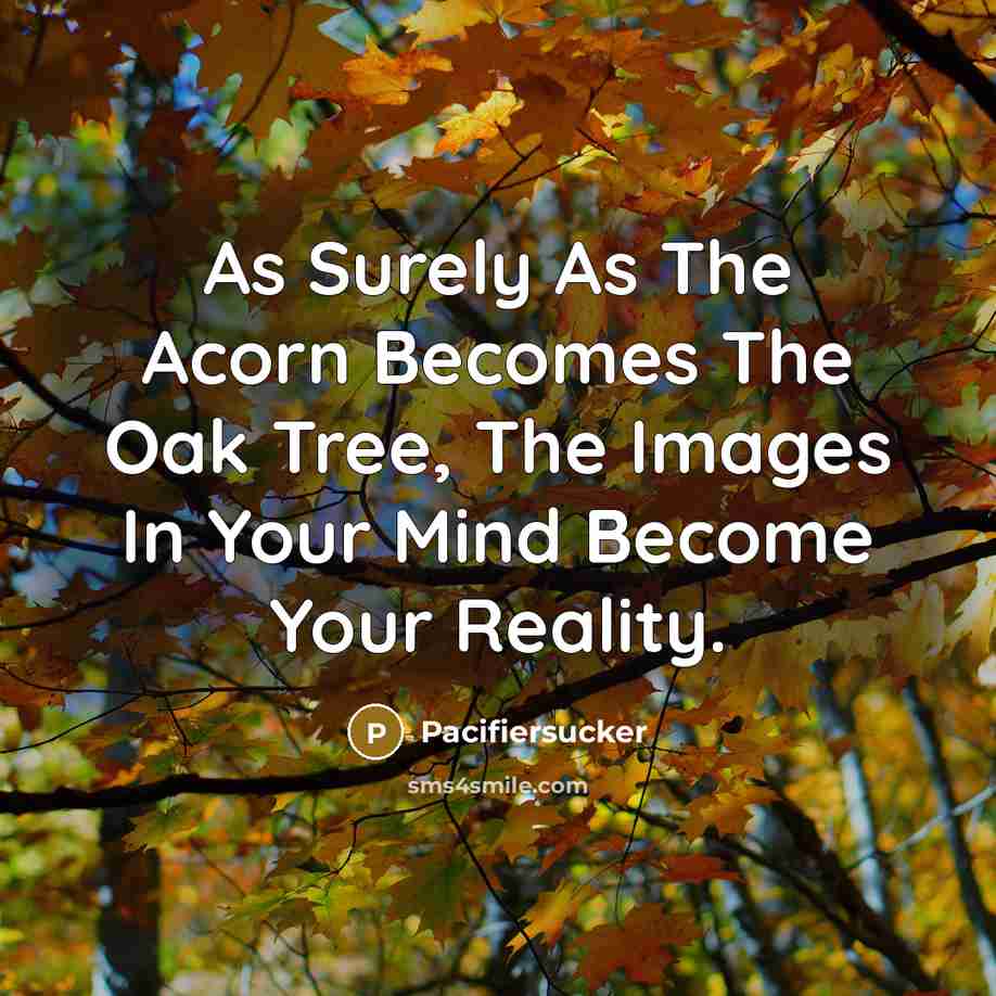 “As Surely As The Acorn Becomes The Oak Tree, The Images In Your Mind Become Your Reality.” quote by Pacifiersucker