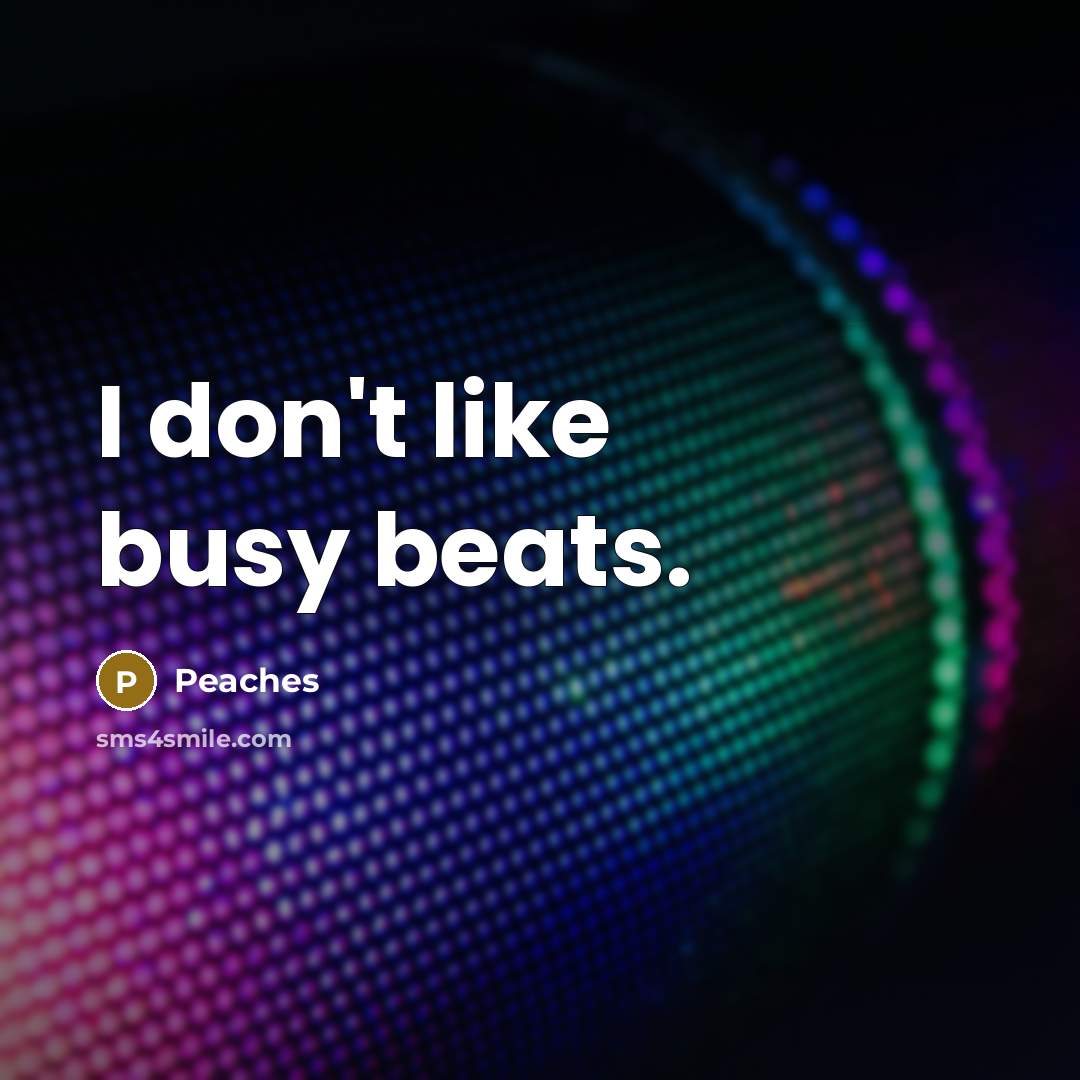 “I don't like busy beats.” quote by Peaches
