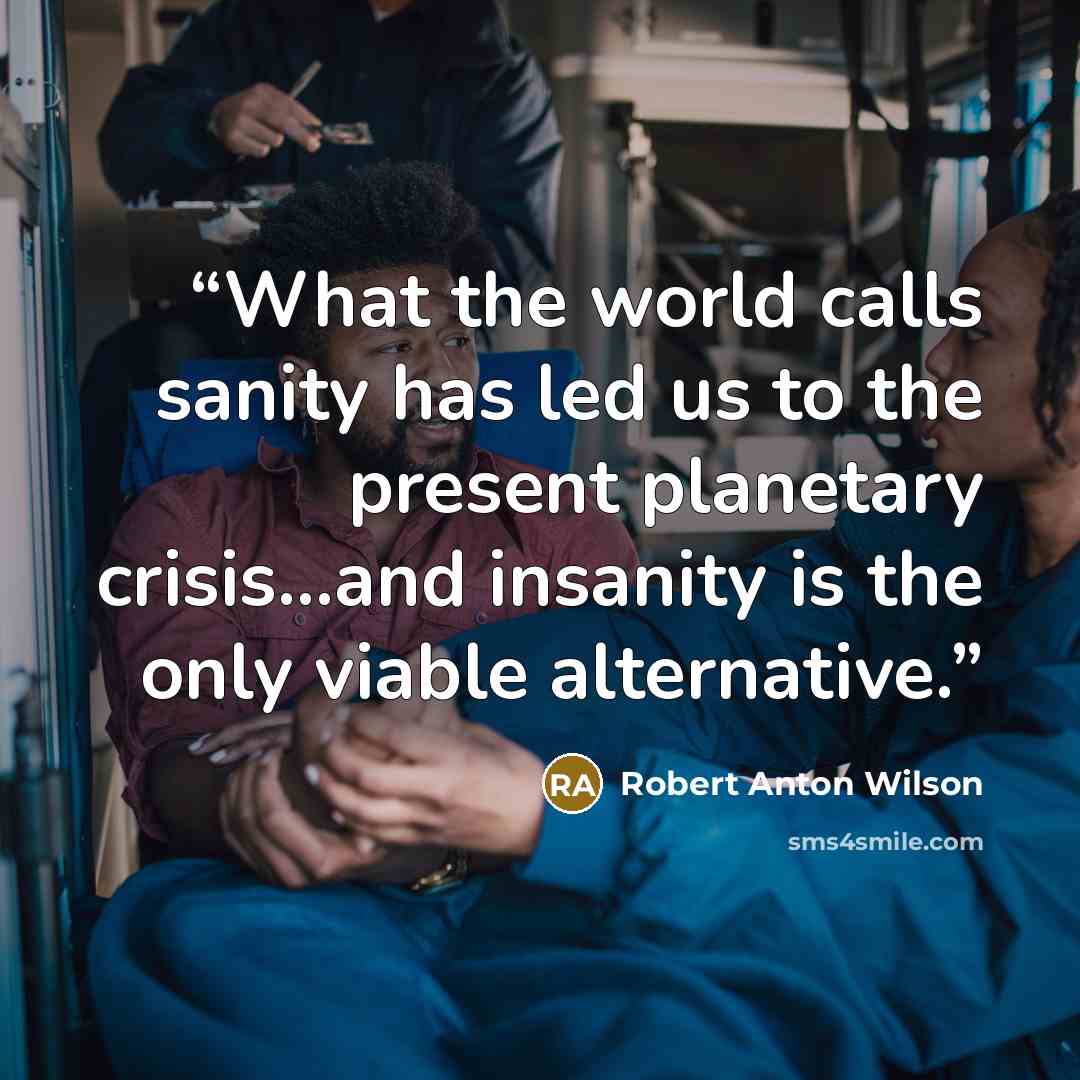 “What the world calls sanity has led us to the present planetary crisis...and insanity is the only viable alternative.” quote by Robert Anton Wilson