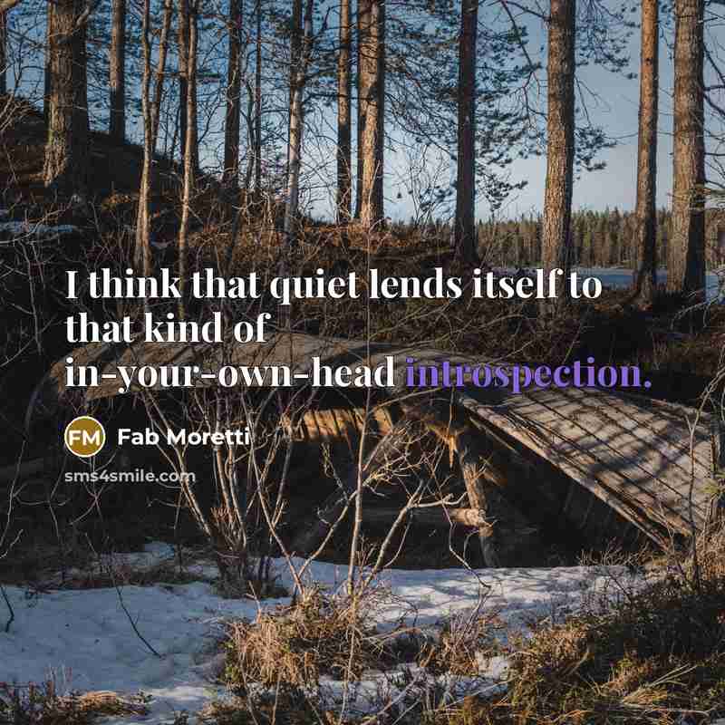 “I think that quiet lends itself to that kind of in-your-own-head introspection.” quote by Fab Moretti