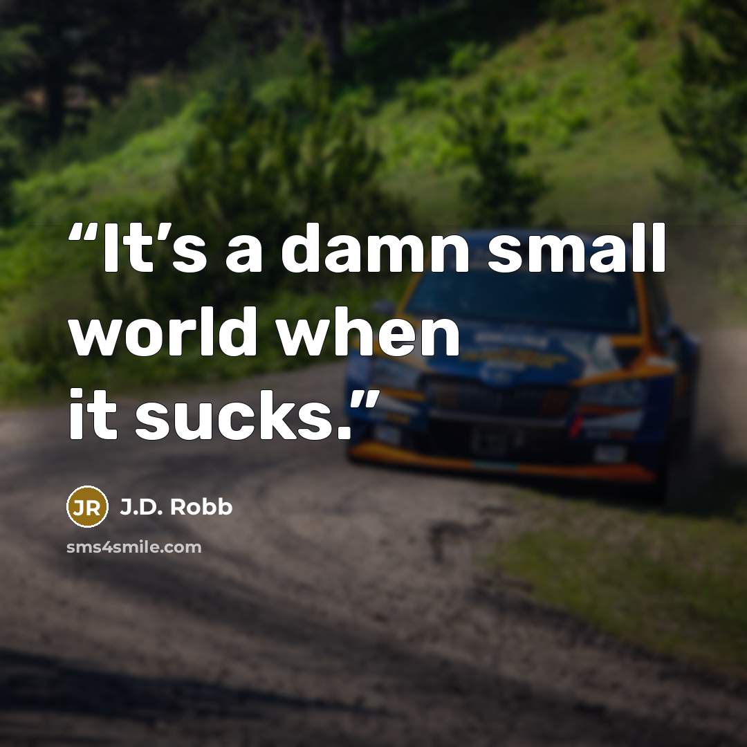 “It’s a damn small world when it sucks.” quote by J.D. Robb