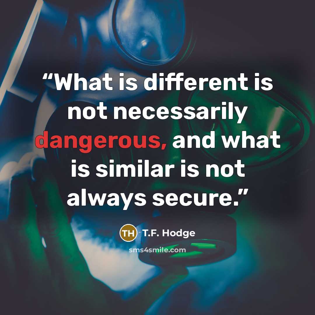 “What is different is not necessarily dangerous, and what is similar is not always secure.” quote by T.F. Hodge