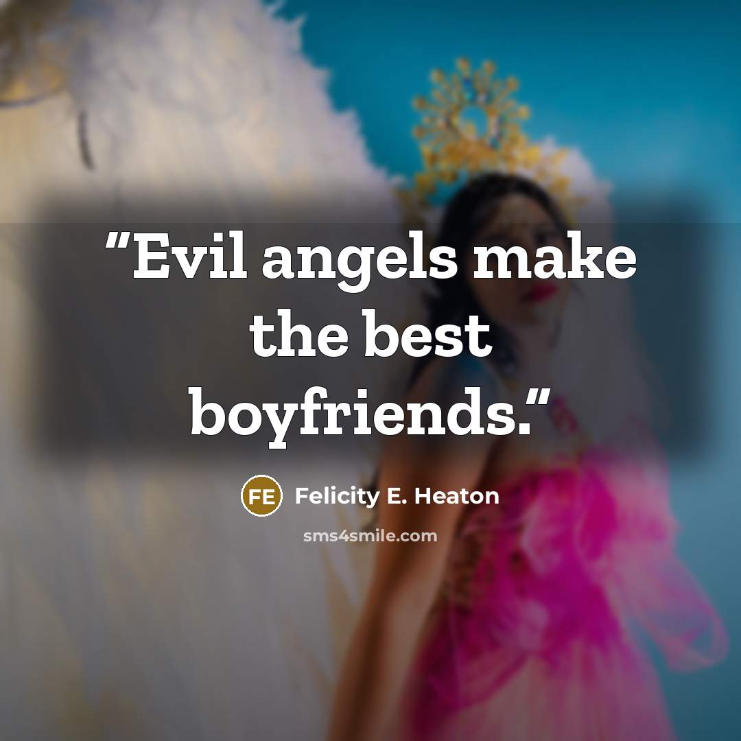 “Evil angels make the best boyfriends.” quote by Felicity E. Heaton
