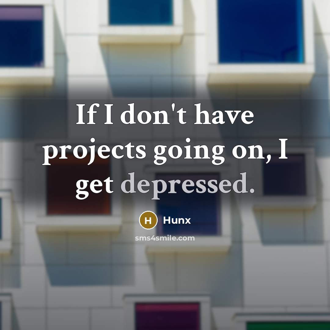 “If I don't have projects going on, I get depressed.” quote by Hunx