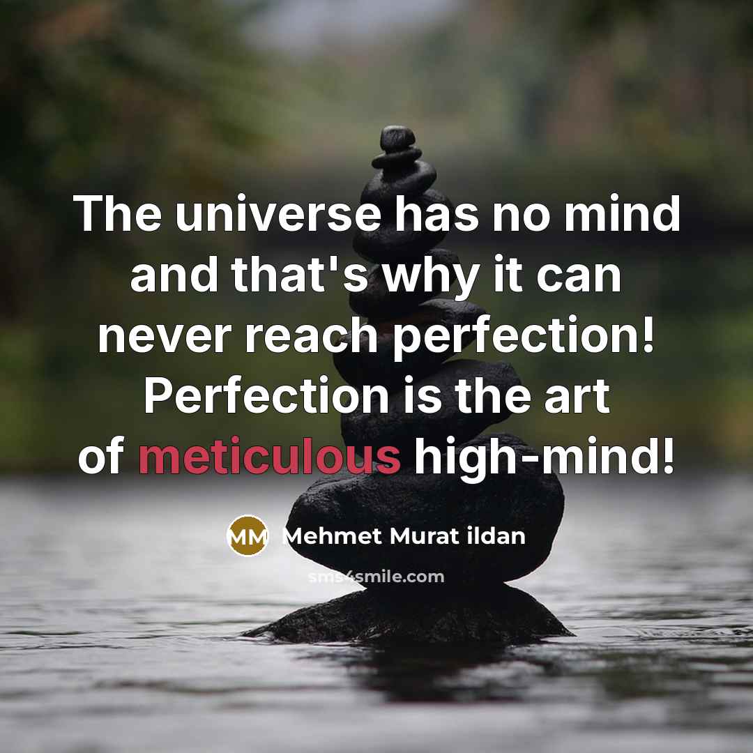 “The universe has no mind and that's why it can never reach perfection! Perfection is the art of meticulous high-mind!” quote by Mehmet Murat Ildan