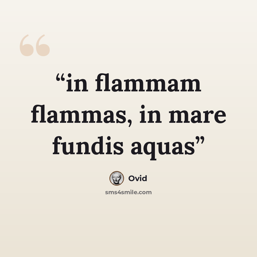 “in flammam flammas, in mare fundis aquas” quote by Ovid