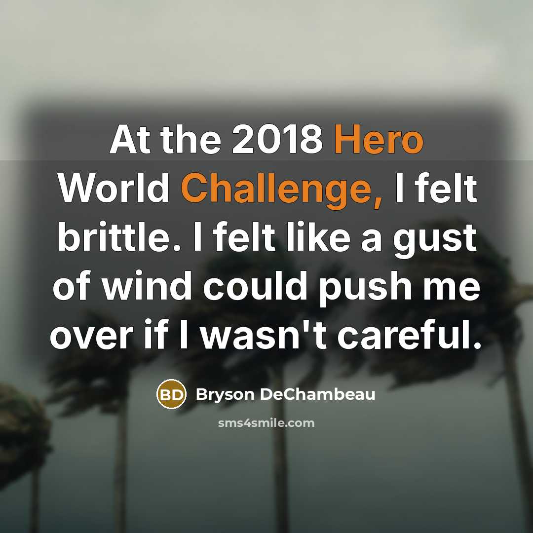 “At the 2018 Hero World Challenge, I felt brittle. I felt like a gust of wind could push me over if I wasn't careful.” quote by Bryson DeChambeau