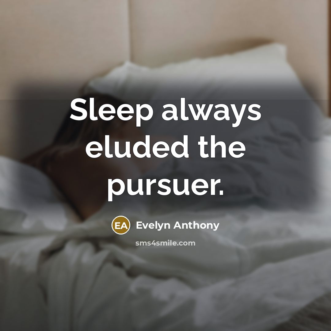 “Sleep always eluded the pursuer.” quote by Evelyn Anthony