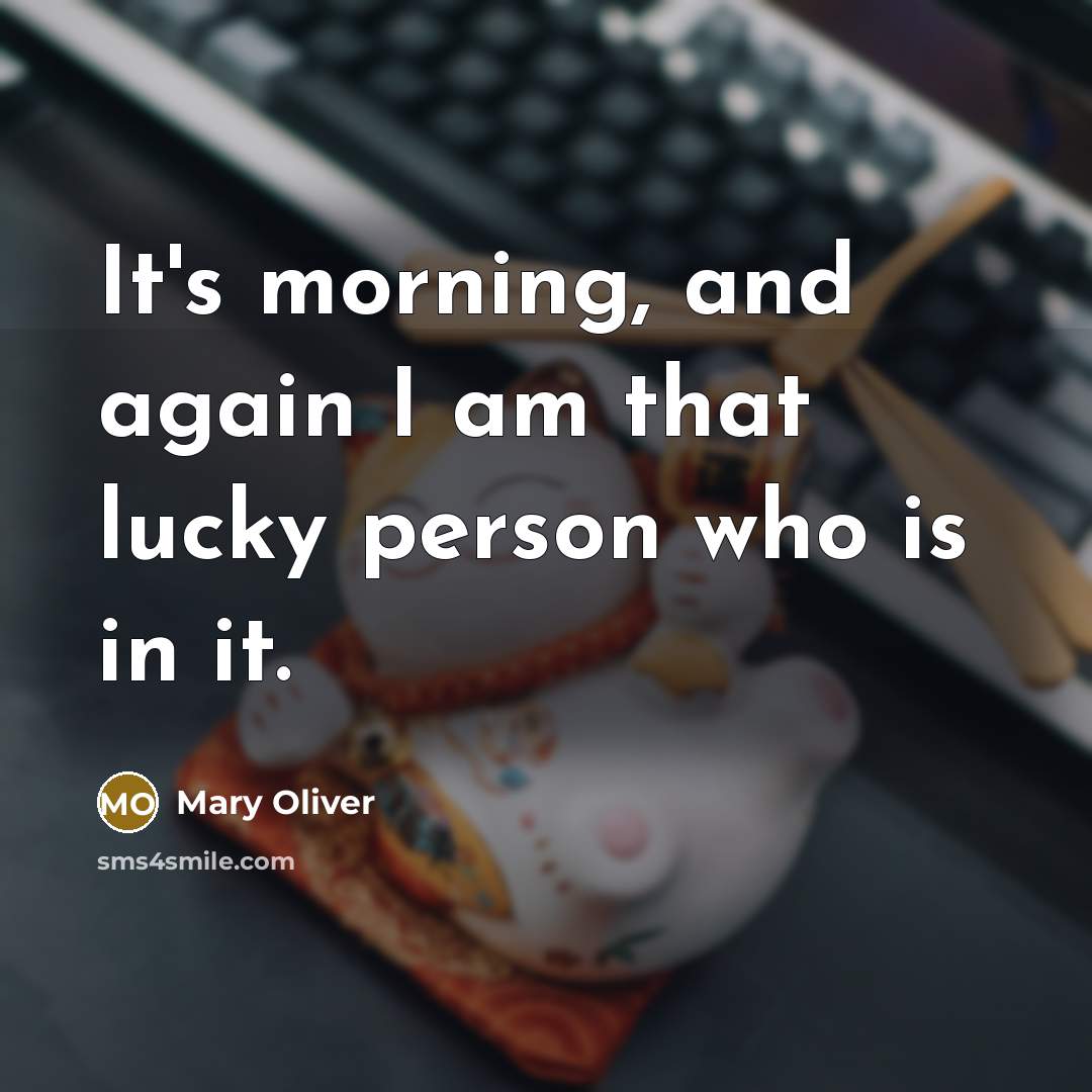 “It's morning, and again I am that lucky person who is in it.” quote by Mary Oliver