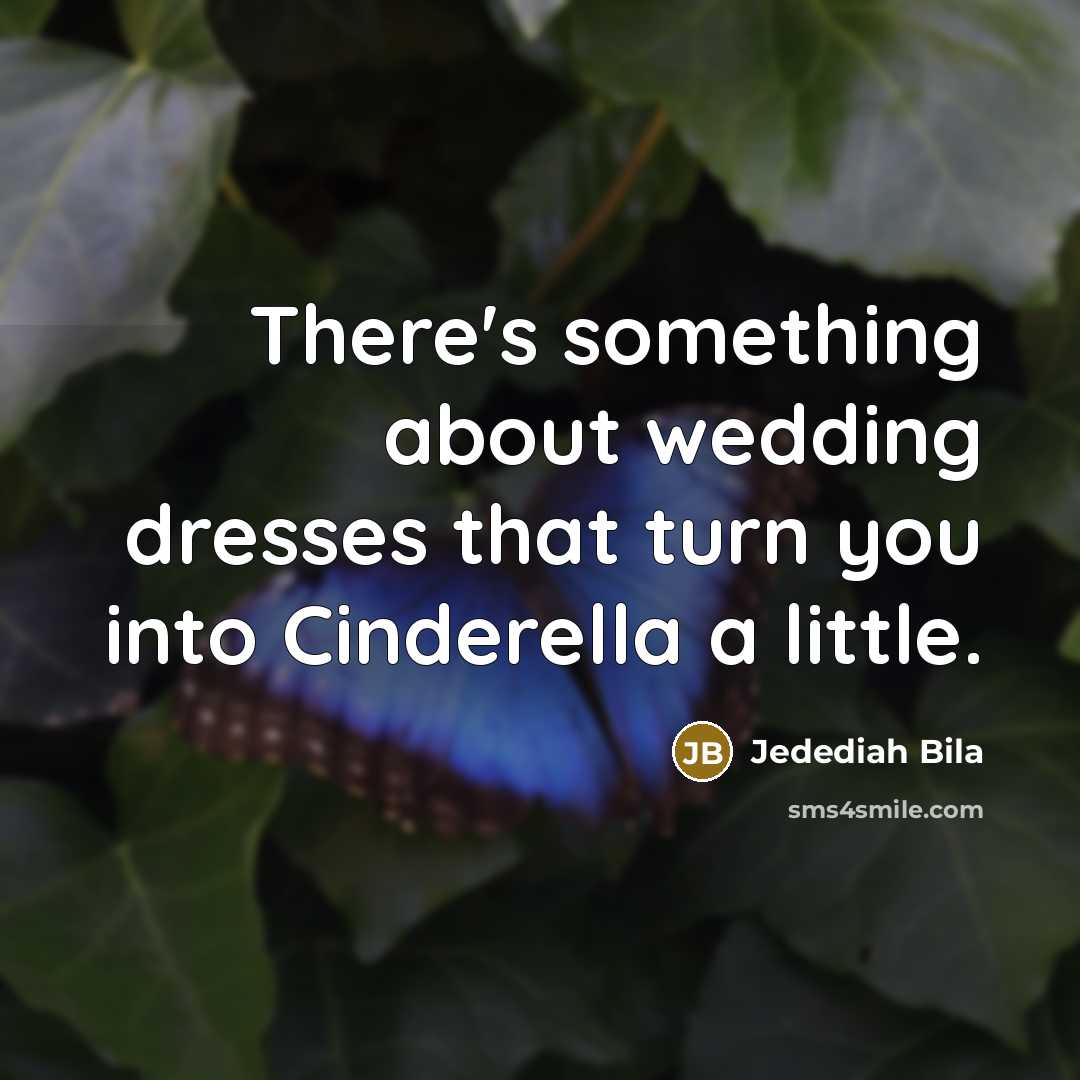 “There's something about wedding dresses that turn you into Cinderella a little.” quote by Jedediah Bila