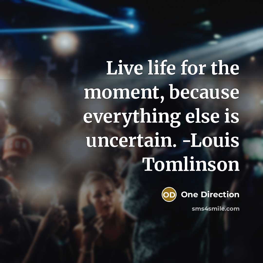 “Live life for the moment, because everything else is uncertain. -Louis Tomlinson” quote by One Direction