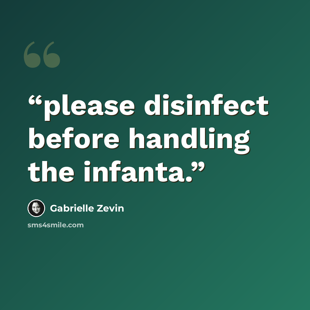 “please disinfect before handling the infanta.” quote by Gabrielle Zevin