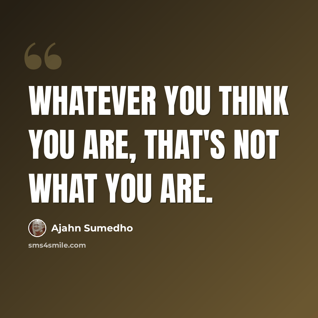 “Whatever you think you are, that's not what you are.” quote by Ajahn Sumedho