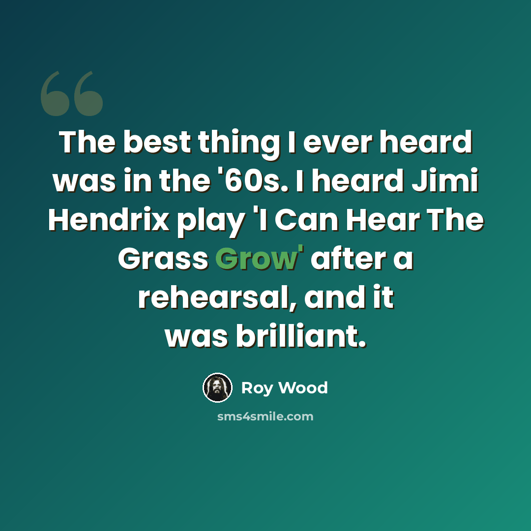 “The best thing I ever heard was in the '60s. I heard Jimi Hendrix play 'I Can Hear The Grass Grow' after a rehearsal, and it was brilliant.” quote by Roy Wood