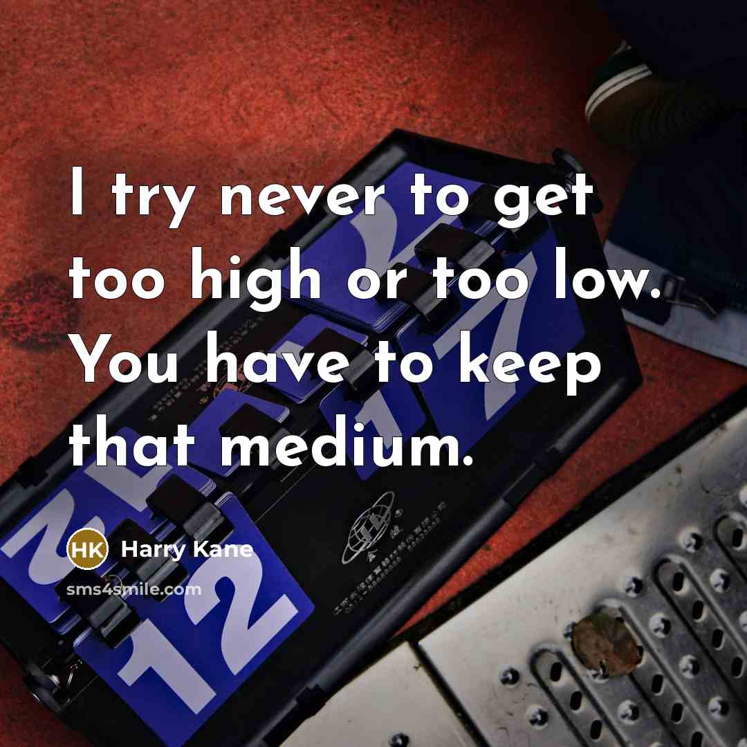 “I try never to get too high or too low. You have to keep that medium.” quote by Harry Kane