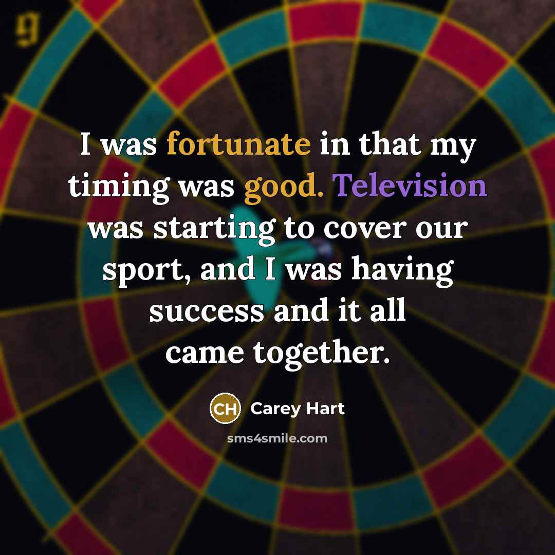 “I was fortunate in that my timing was good. Television was starting to cover our sport, and I was having success and it all came together.” quote by Carey Hart