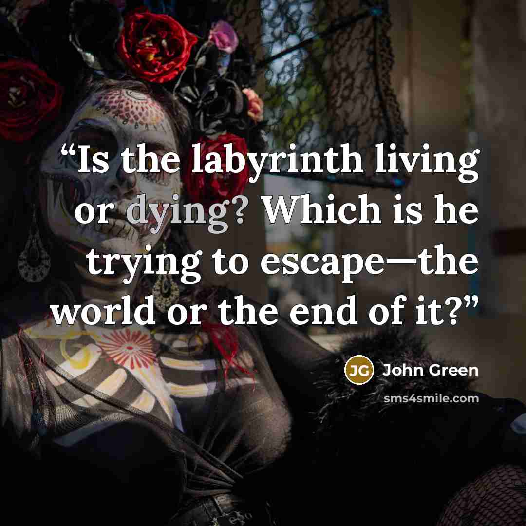 “Is the labyrinth living or dying? Which is he trying to escape—the world or the end of it?” quote by John Green