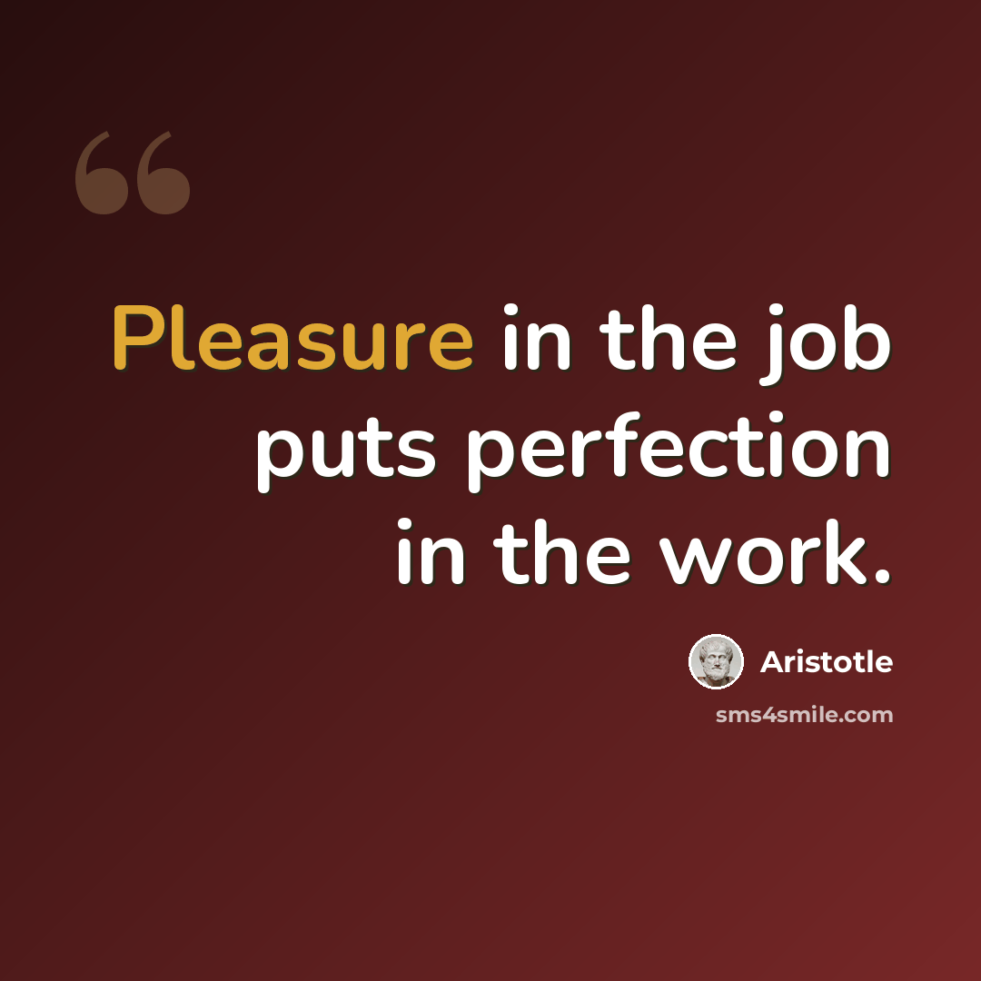 “Pleasure in the job puts perfection in the work.” quote by Aristotle