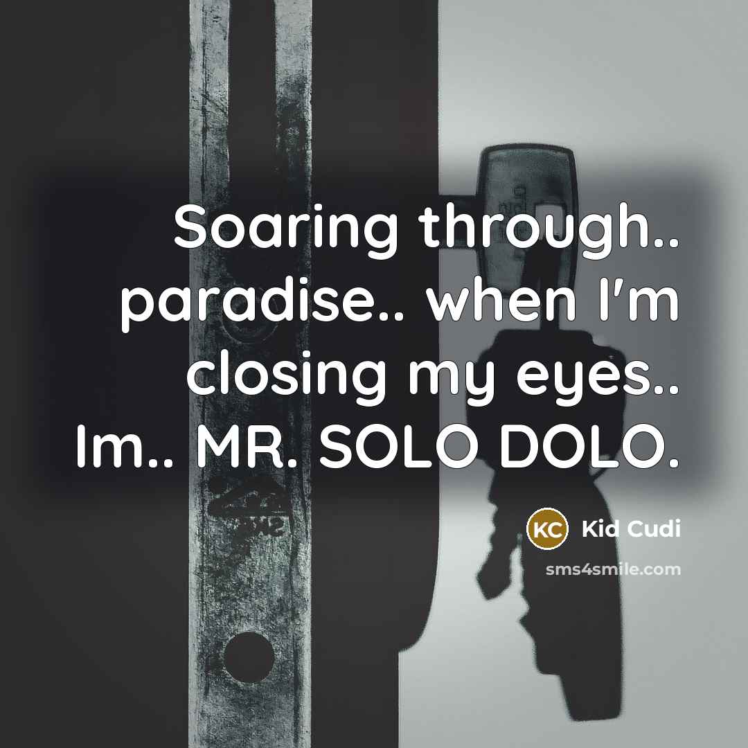 “Soaring through.. paradise.. when I'm closing my eyes.. Im.. MR. SOLO DOLO.” quote by Kid Cudi