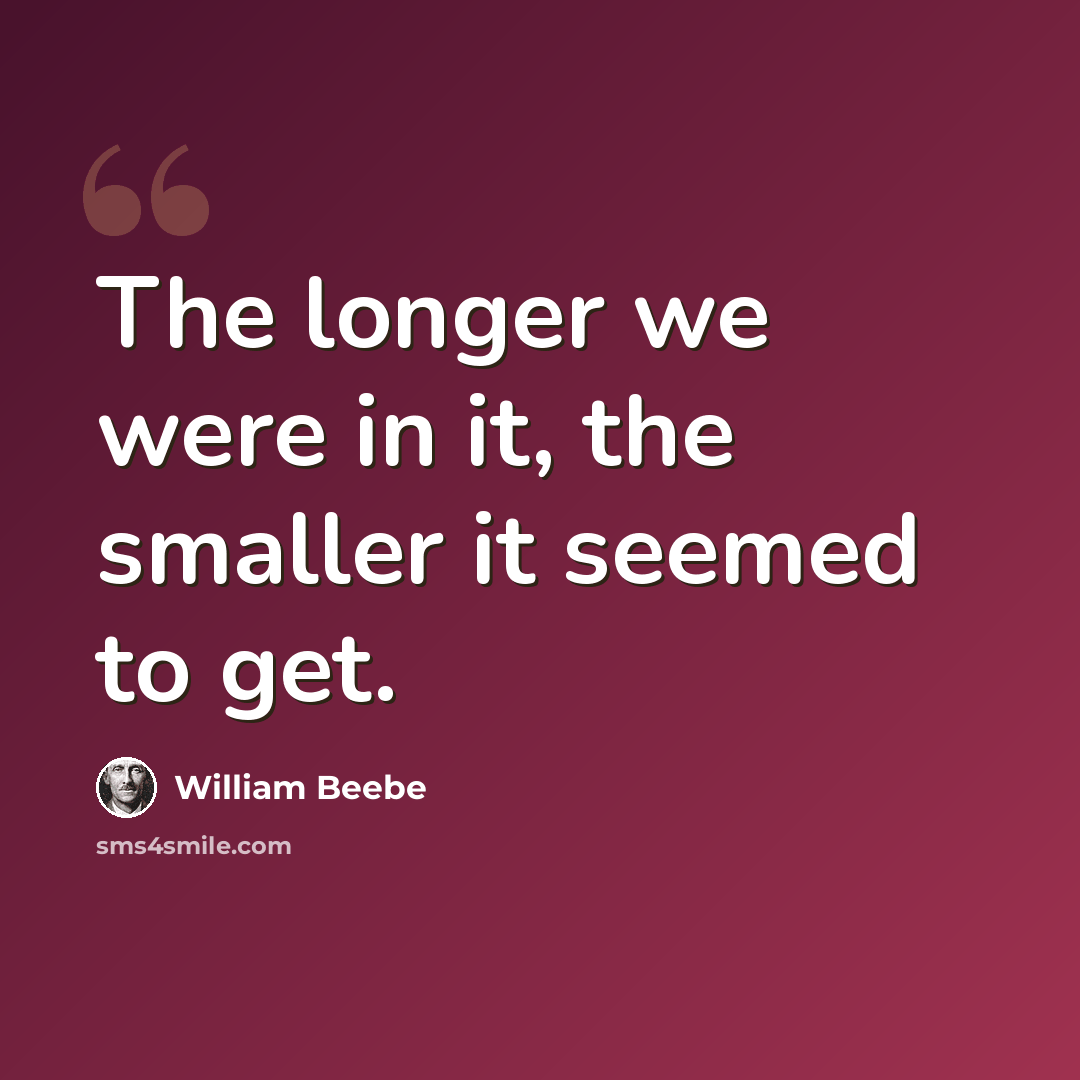 “The longer we were in it, the smaller it seemed to get.” quote by William Beebe