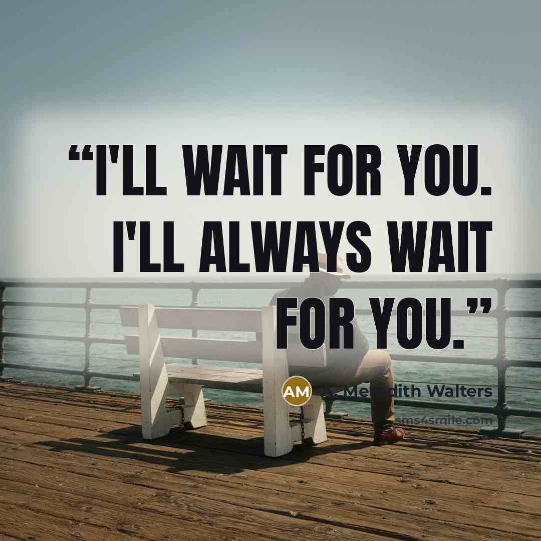 “I'll wait for you. I'll always wait for you.” quote by A. Meredith Walters