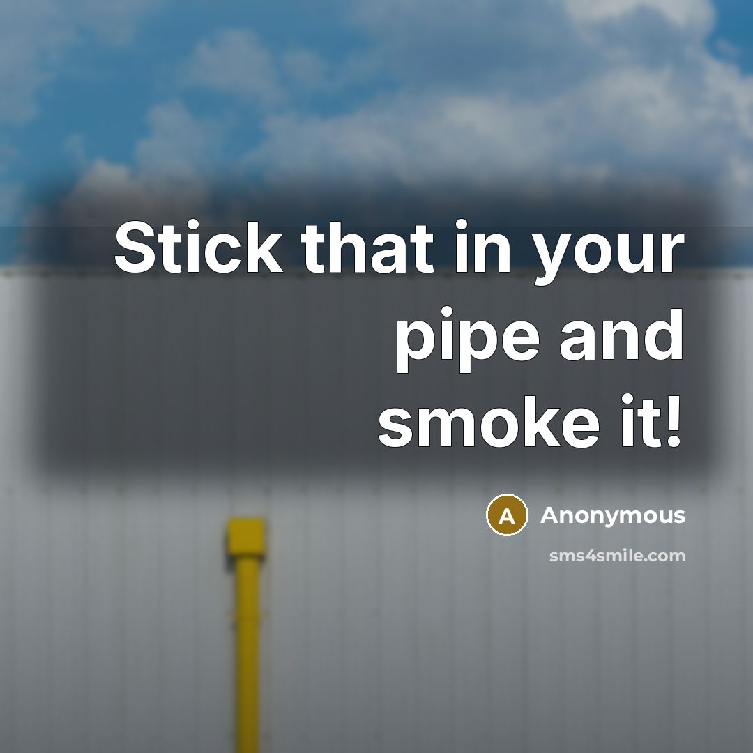 “Stick that in your pipe and smoke it!” quote by Anonymous