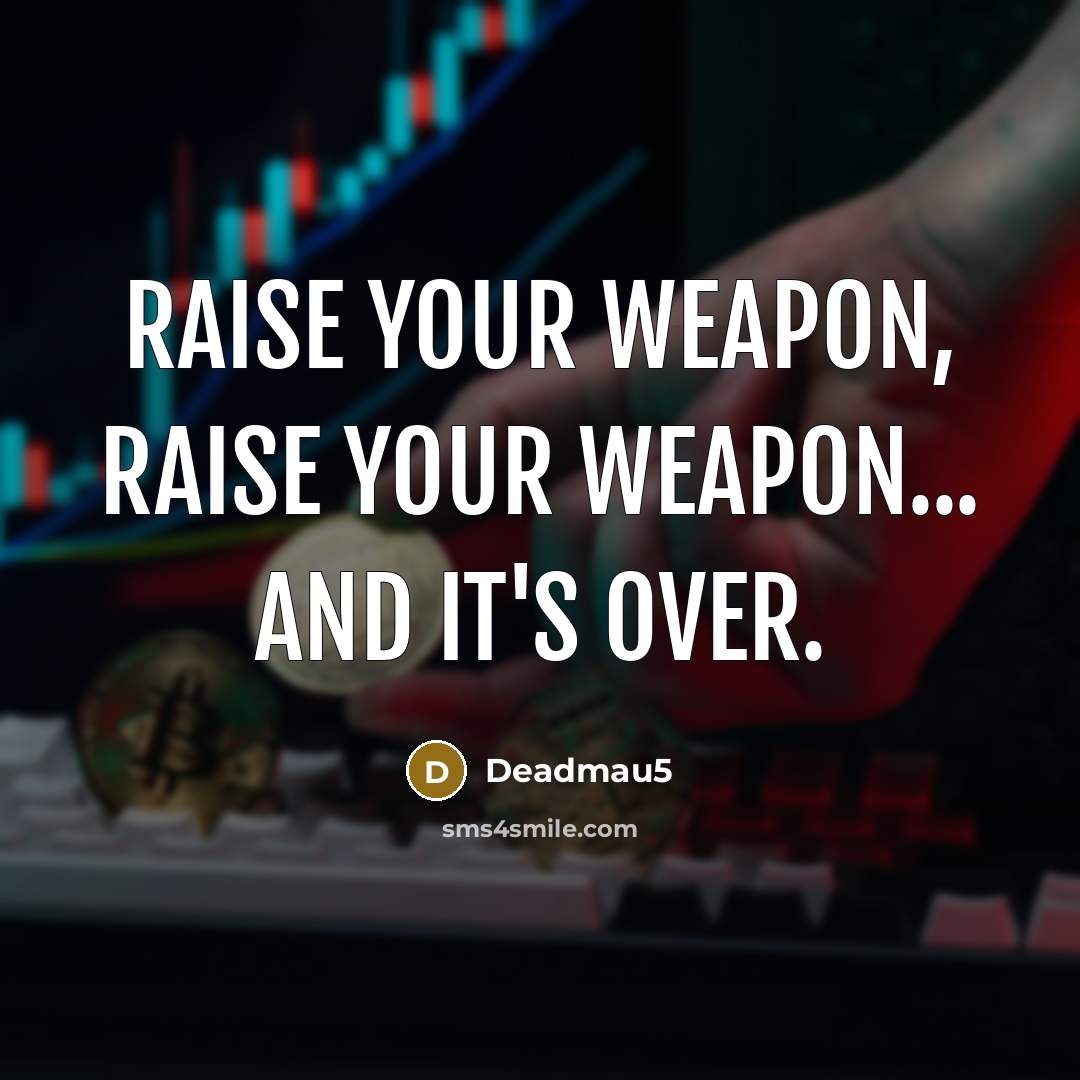 “Raise your weapon, raise your weapon... And it's over.” quote by Deadmau5