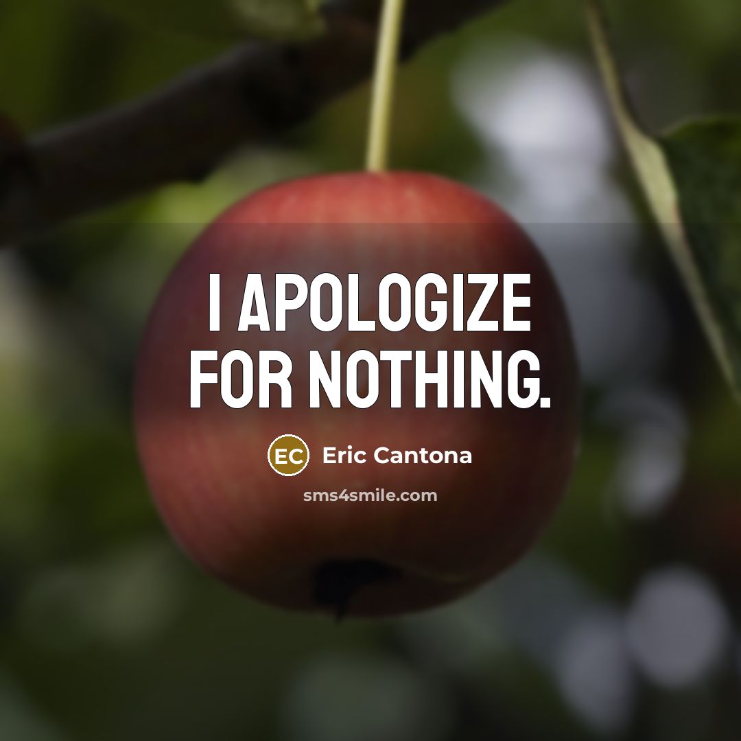 “I apologize for nothing.” quote by Eric Cantona
