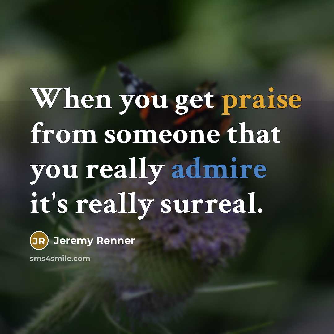 “When you get praise from someone that you really admire it's really surreal.” quote by Jeremy Renner