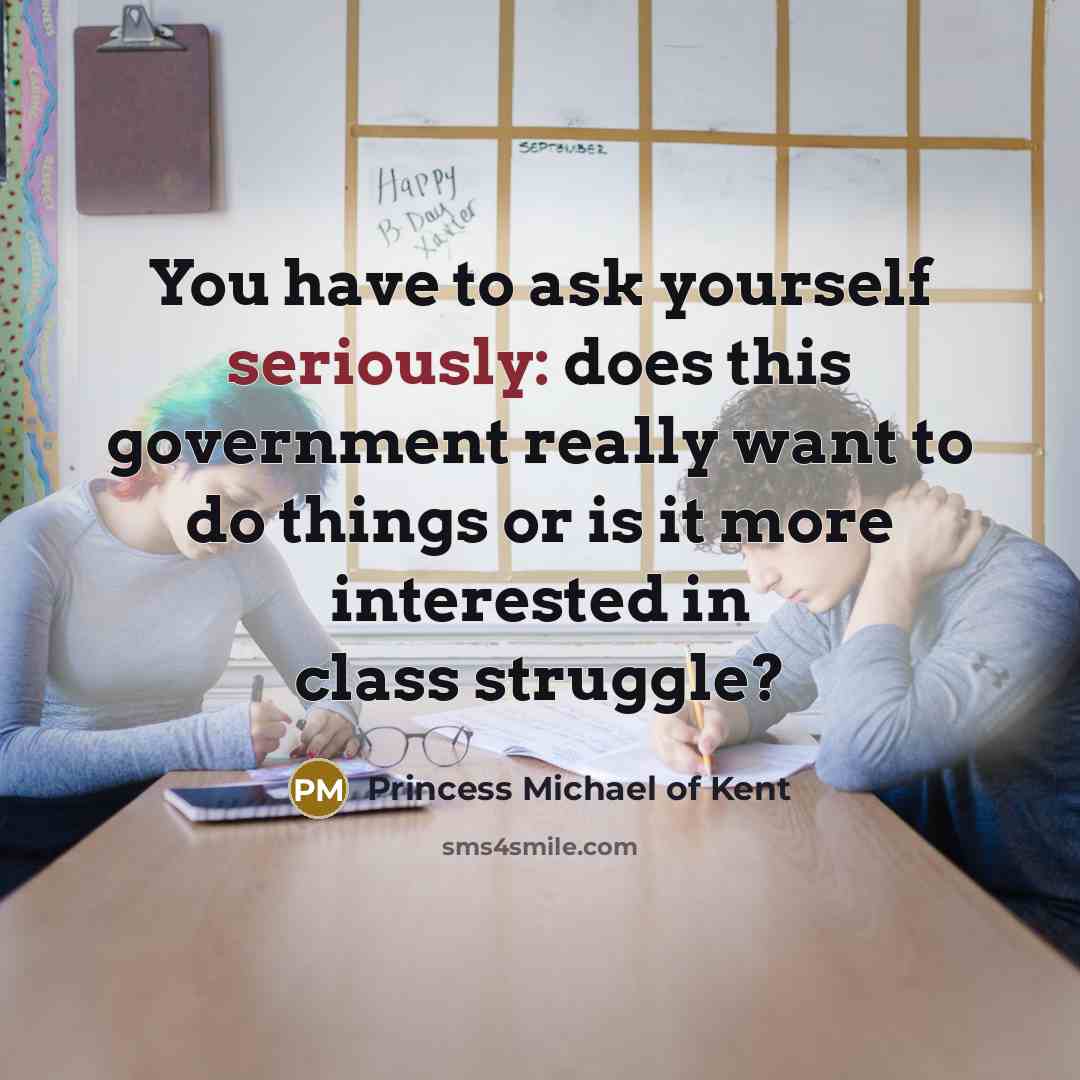 “You have to ask yourself seriously: does this government really want to do things or is it more interested in class struggle?” quote by Princess Michael of Kent