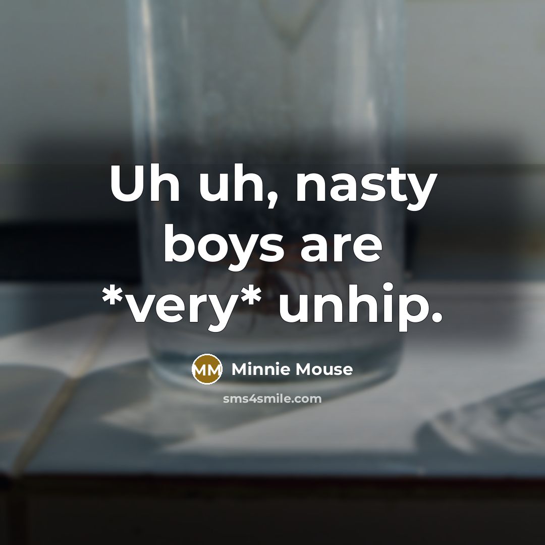 “Uh uh, nasty boys are *very* unhip.” quote by Minnie Mouse