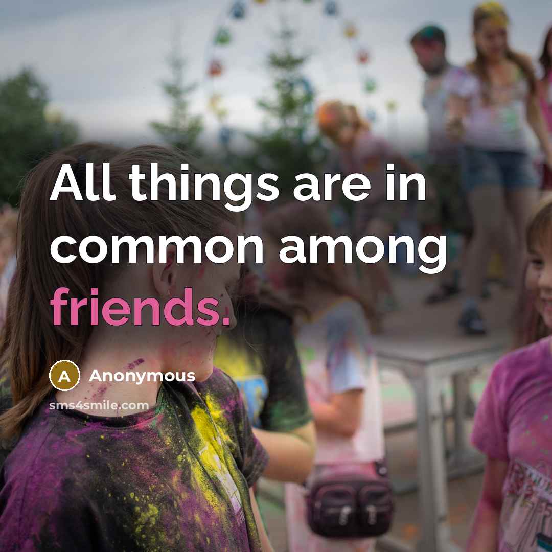 “All things are in common among friends.” quote by Anonymous