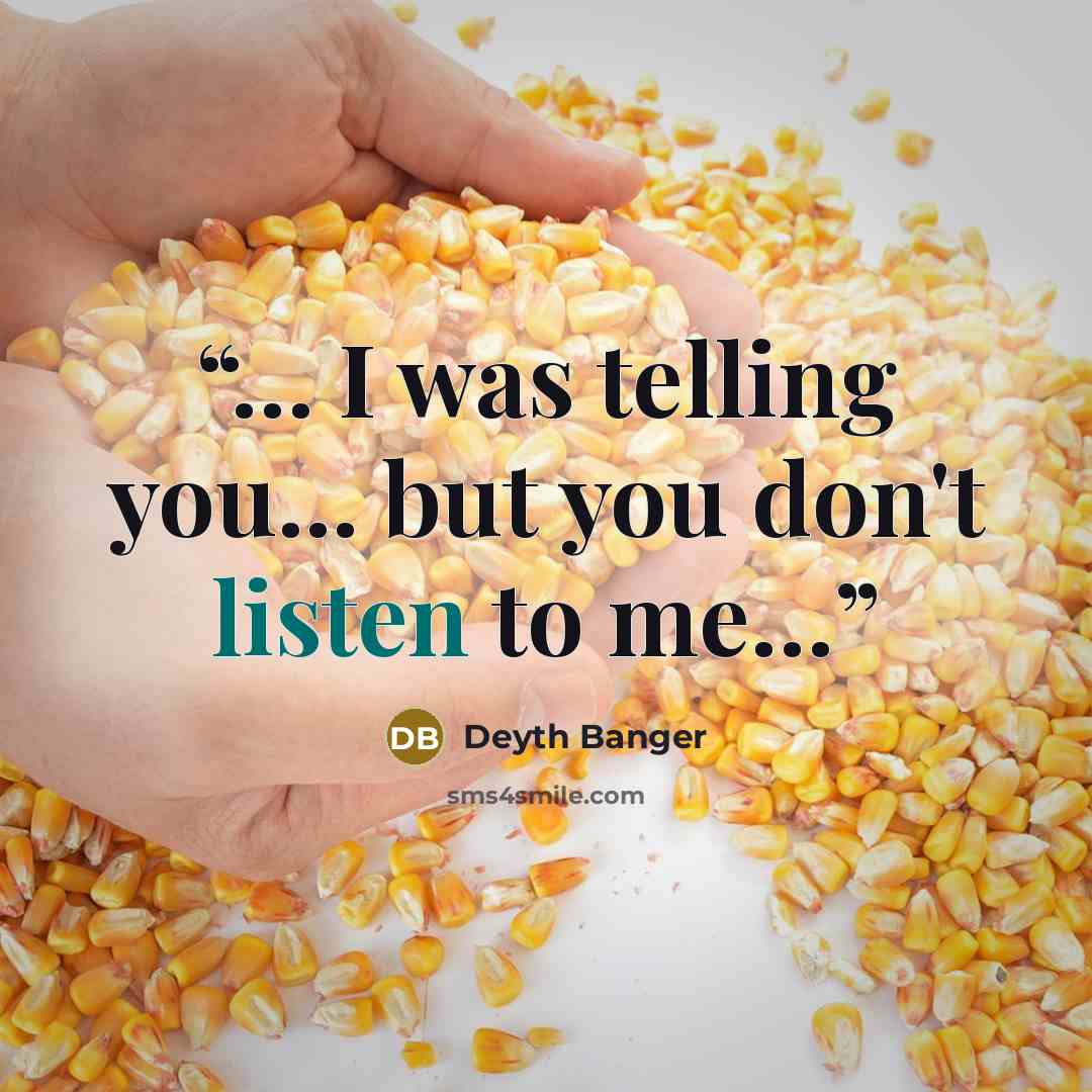 “… I was telling you... but you don't listen to me…” quote by Deyth Banger