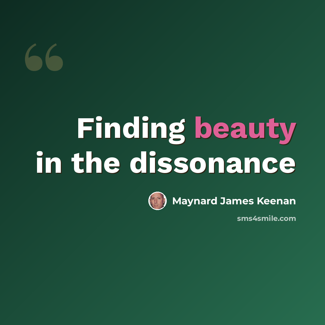 “Finding beauty in the dissonance” quote by Maynard James Keenan