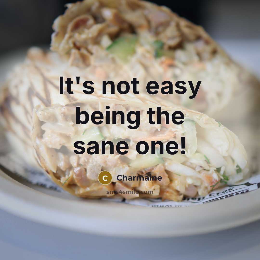 “It's not easy being the sane one!” quote by Charmaine