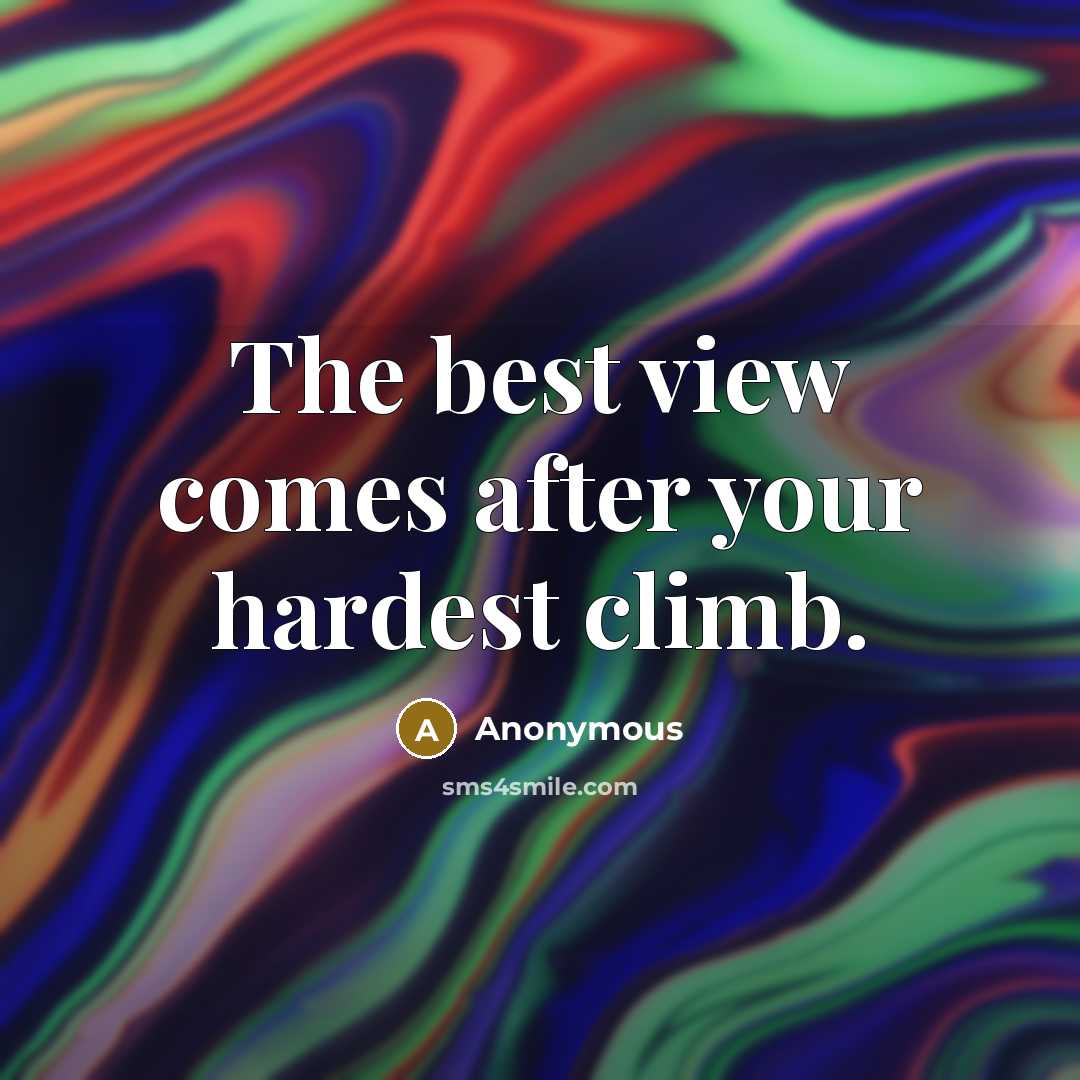“The best view comes after your hardest climb.” quote by Anonymous