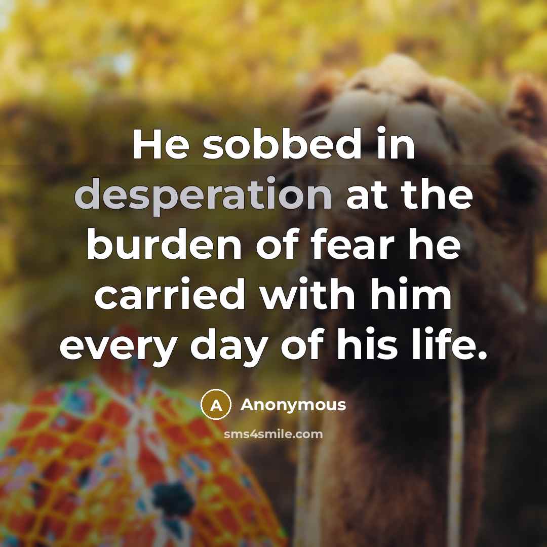 “He sobbed in desperation at the burden of fear he carried with him every day of his life.” quote by Anonymous