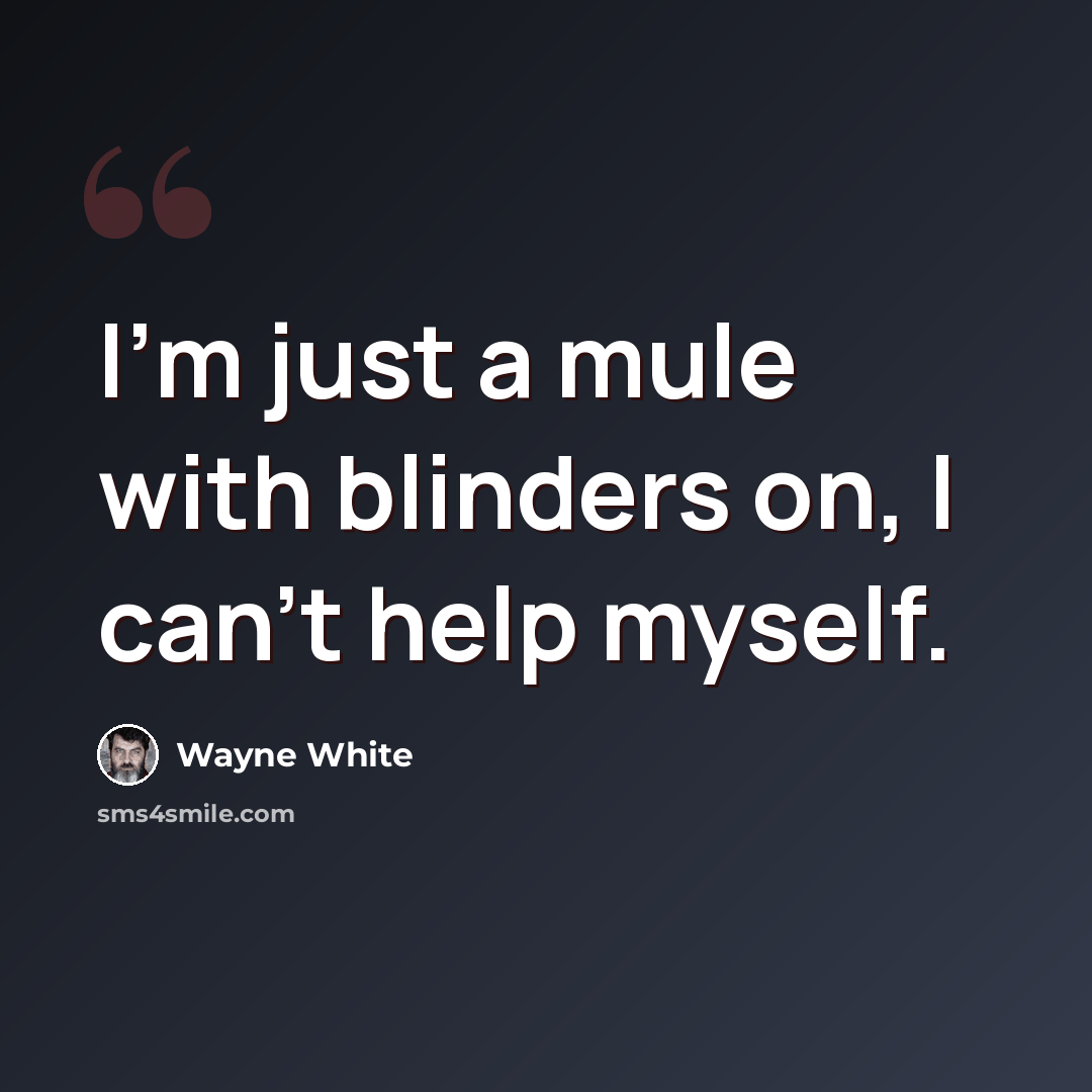 “I'm just a mule with blinders on, I can't help myself.” quote by Wayne White