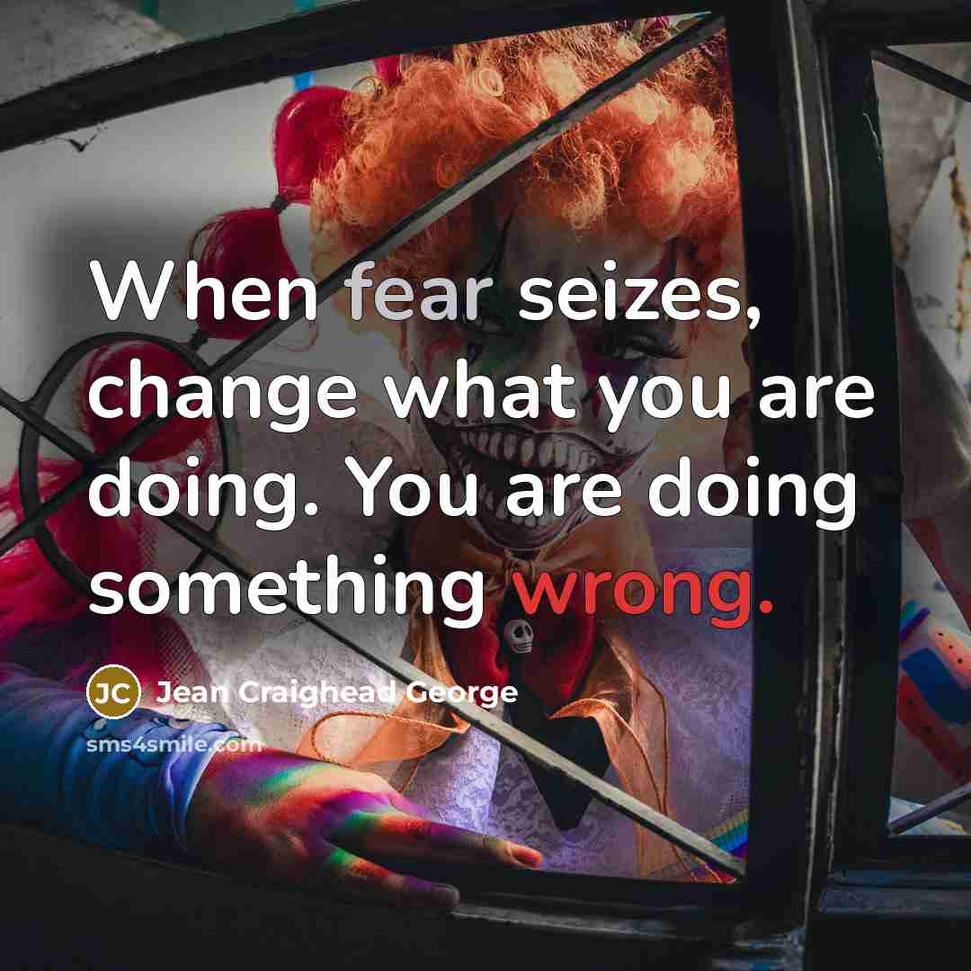 “When fear seizes, change what you are doing. You are doing something wrong.” quote by Jean Craighead George