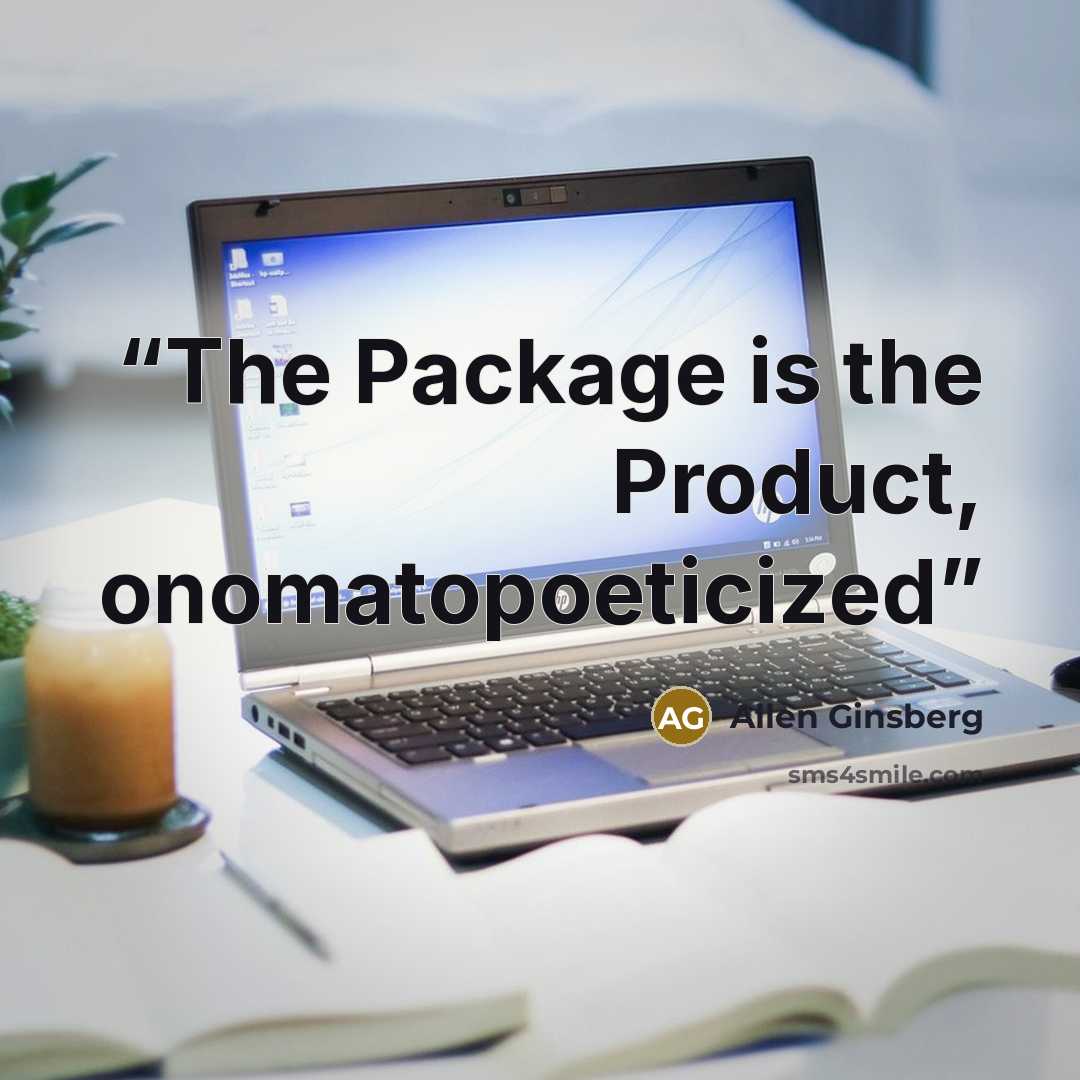 “The Package is the Product, onomatopoeticized” quote by Allen Ginsberg