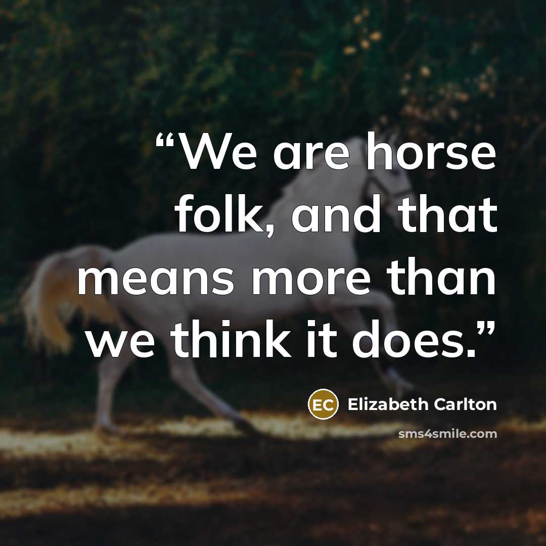 “We are horse folk, and that means more than we think it does.” quote by Elizabeth Carlton