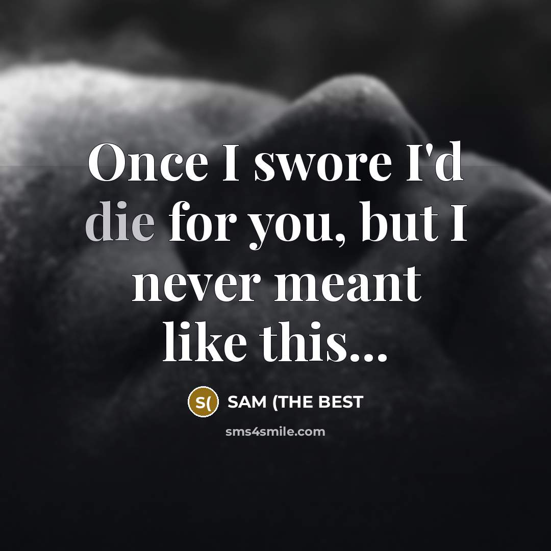 “Once I swore I'd die for you, but I never meant like this...” quote by SAM (THE BEST
