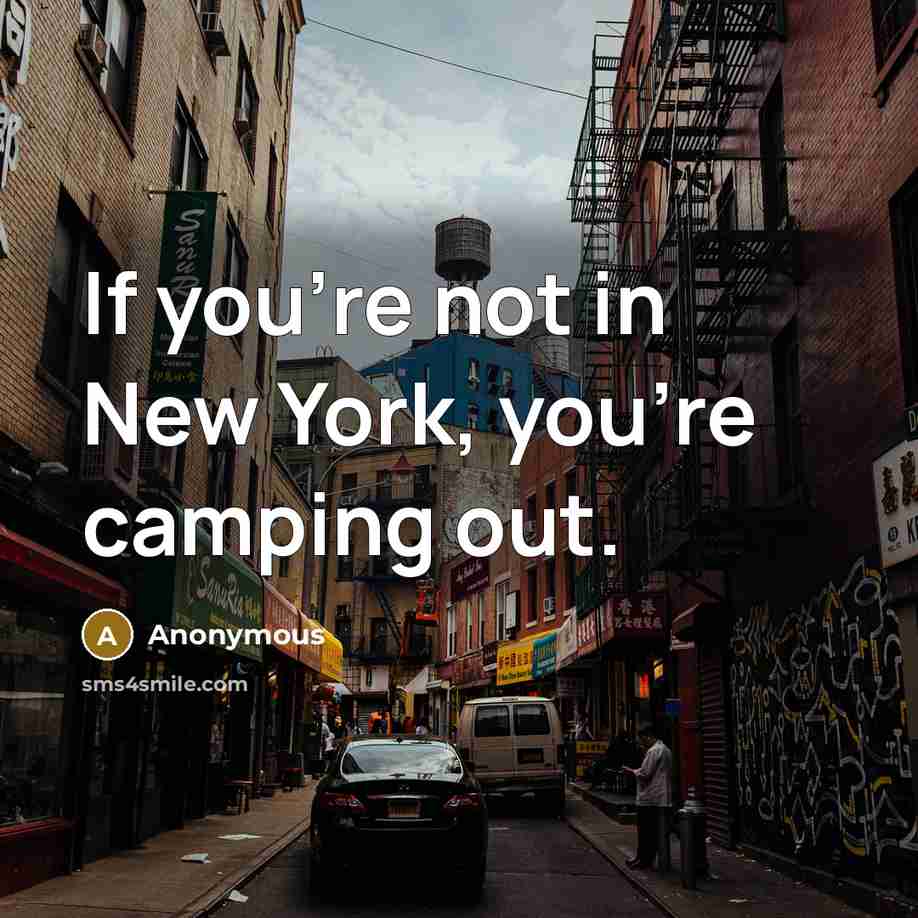 “If you're not in New York, you're camping out.” quote by Anonymous