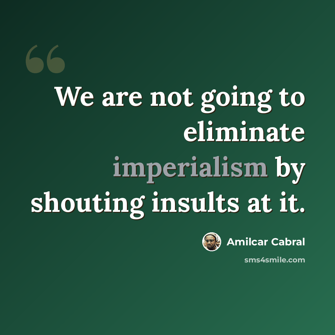 “We are not going to eliminate imperialism by shouting insults at it.” quote by Amilcar Cabral