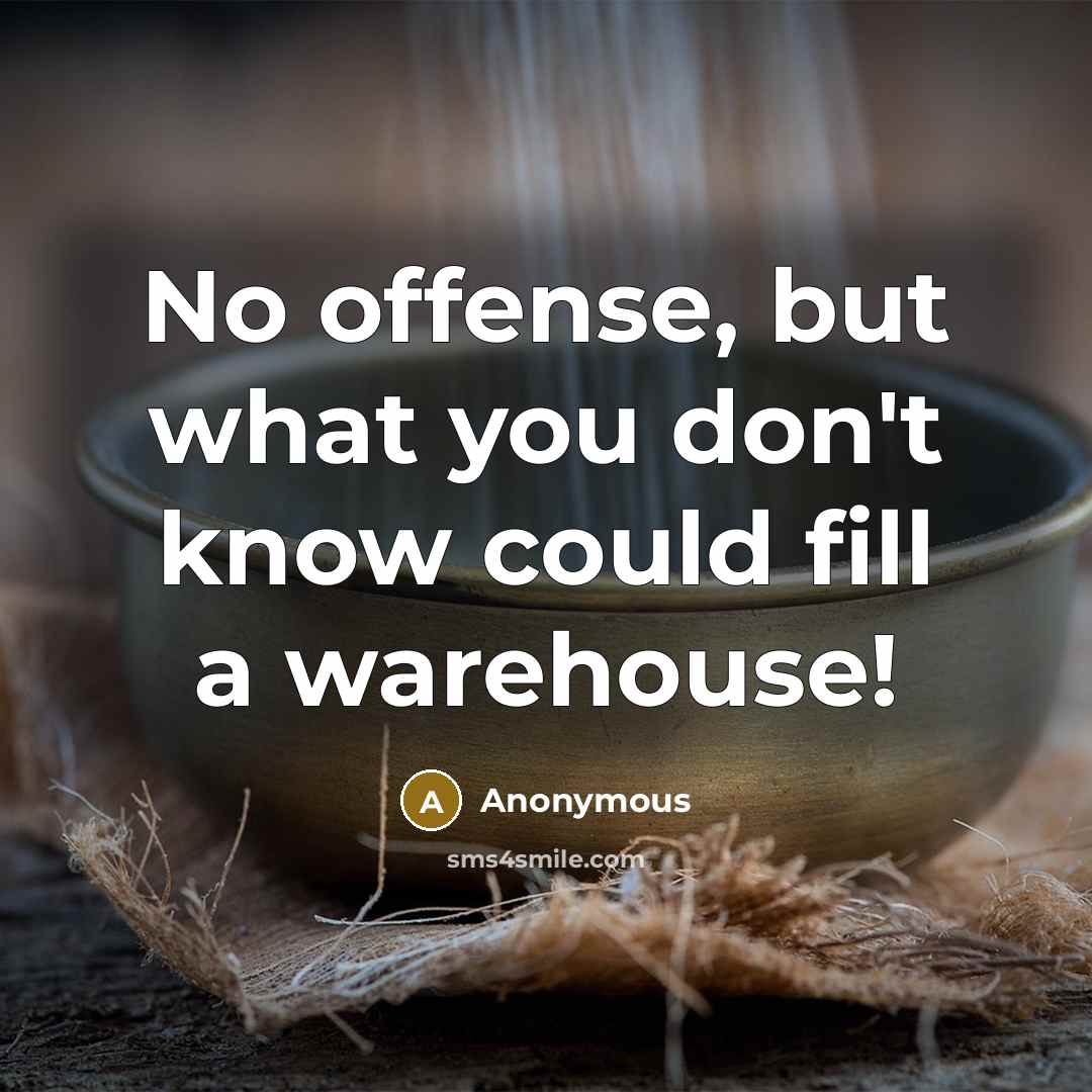 “No offense, but what you don't know could fill a warehouse!” quote by Anonymous