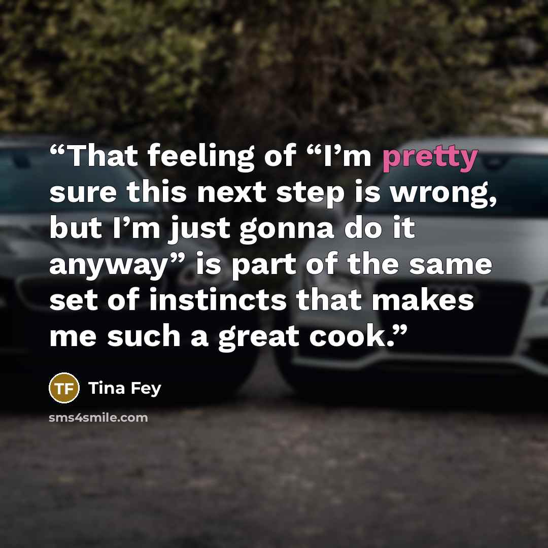 “That feeling of “I’m pretty sure this next step is wrong, but I’m just gonna do it anyway” is part of the same set of instincts that makes me such a great cook.” quote by Tina Fey