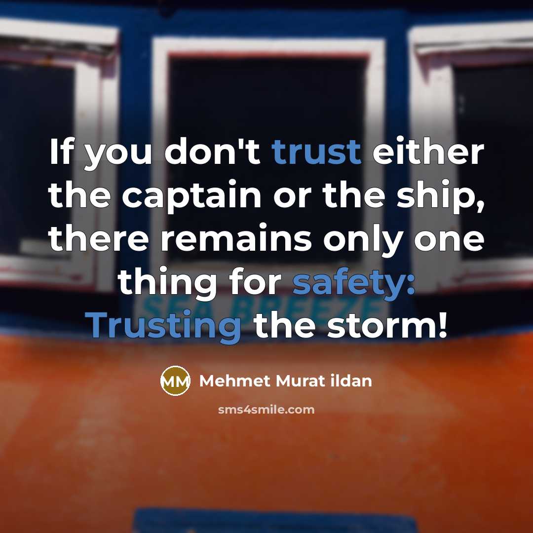 “If you don't trust either the captain or the ship, there remains only one thing for safety: Trusting the storm!” quote by Mehmet Murat Ildan