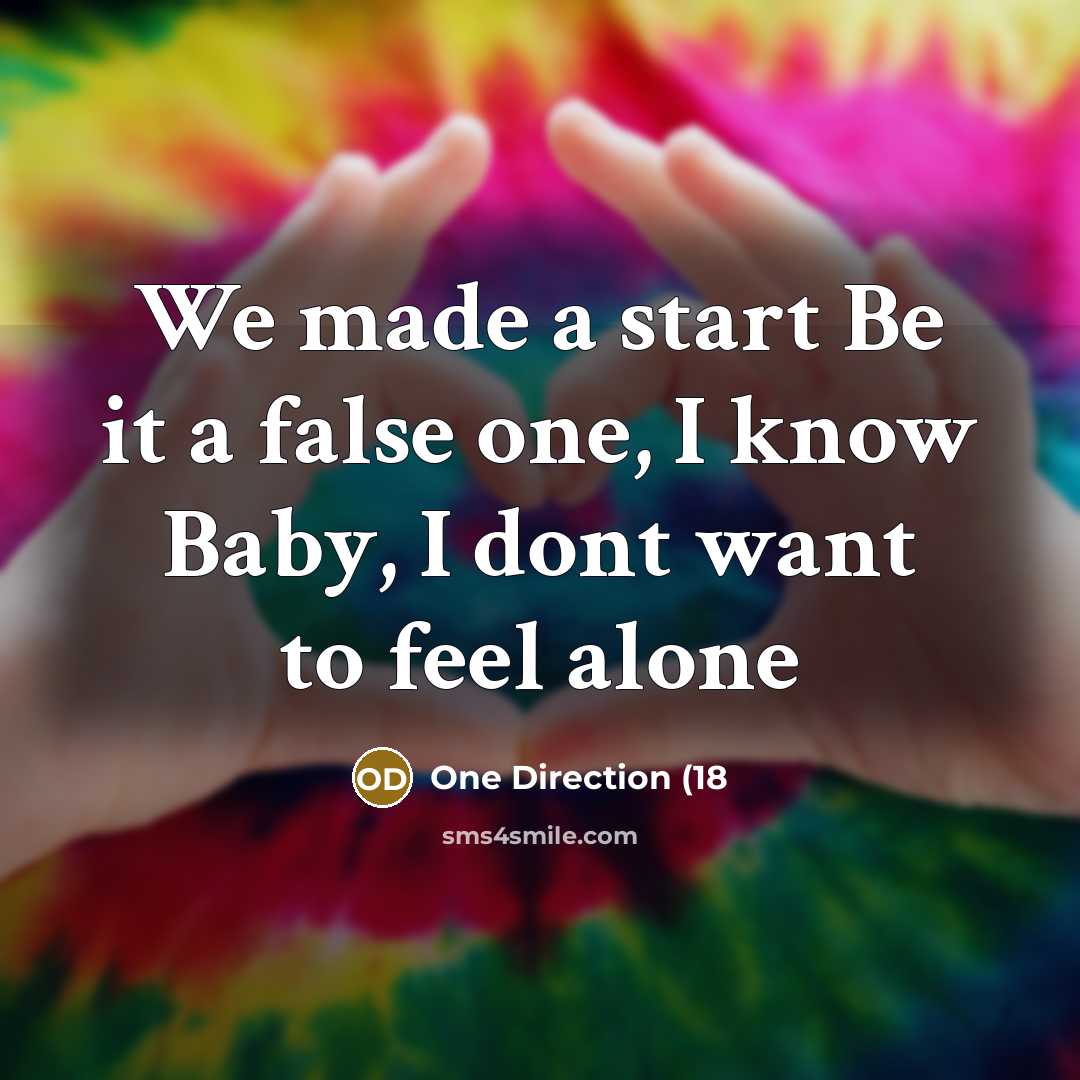 “We made a start Be it a false one, I know Baby, I dont want to feel alone” quote by One Direction (18