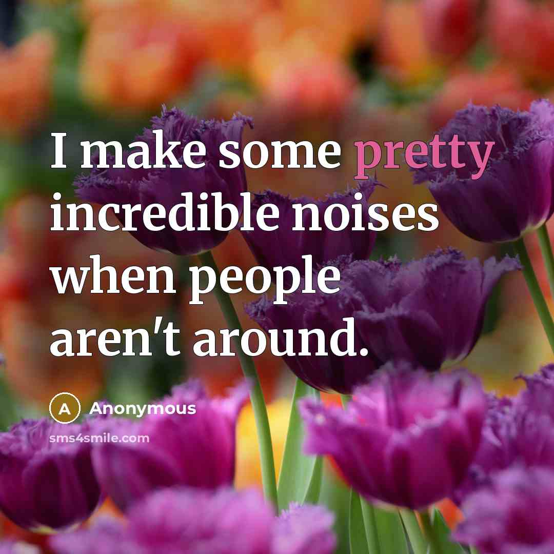 “I make some pretty incredible noises when people aren't around.” quote by Anonymous